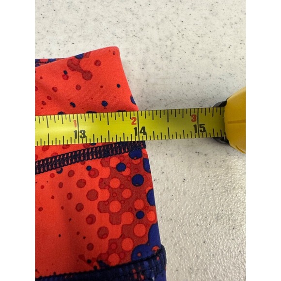 Athleta sonar mesh crop leggings red blue print womens S Capri Athletic A28 + - Picture 6 of 7
